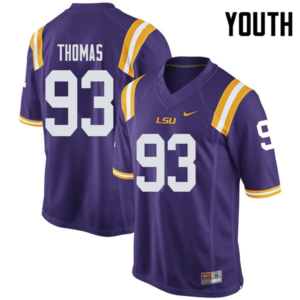 Youth #93 Justin Thomas LSU Tigers College Football Jerseys Sale-Purple